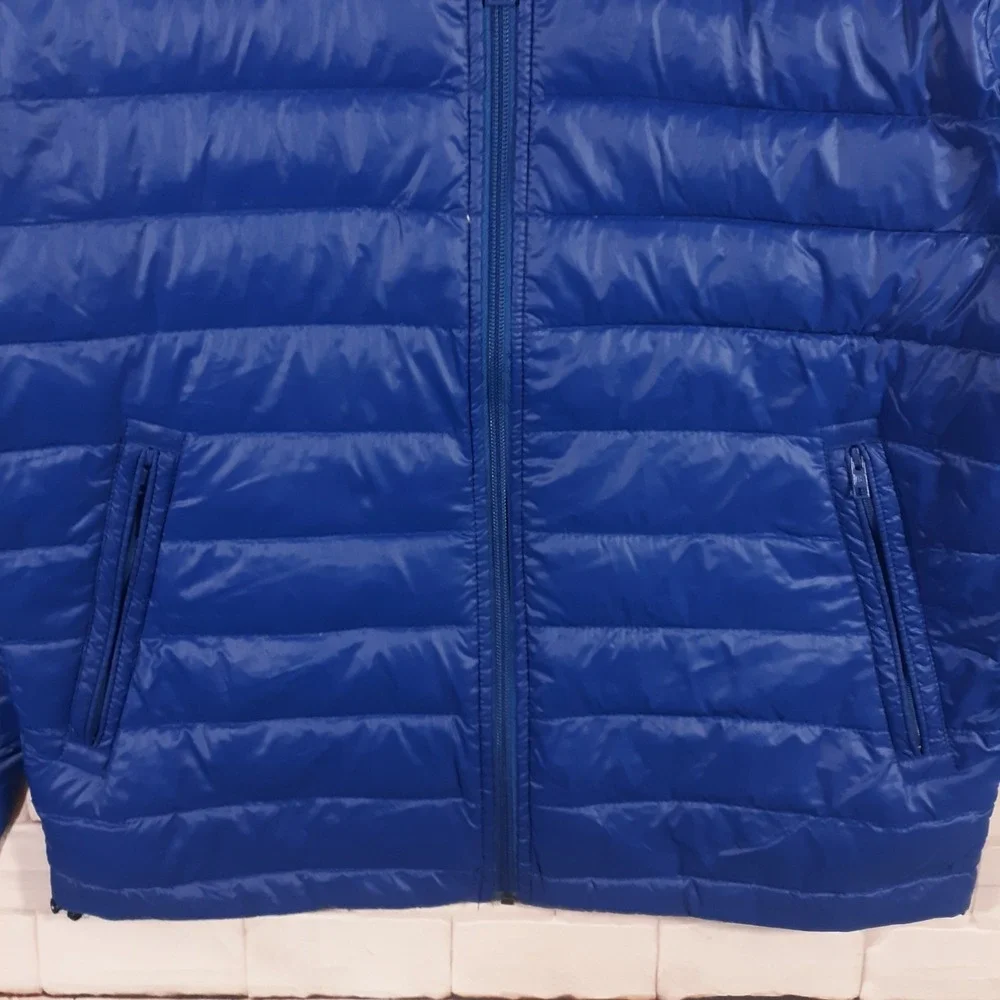 American Eagle Puffer Jacket Duck Down Mens Small Blue Full Zip Nylon